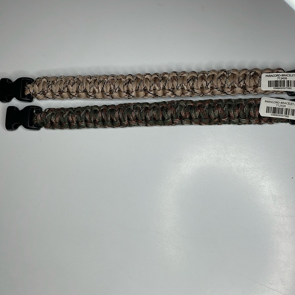Paracord Braided Bracelet‎ set of 2 Tan & Army green  XL NWT